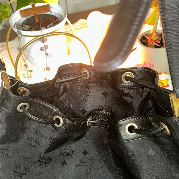MCM Black Monogram Backpack with Leather Trim - Picture 13 of 17